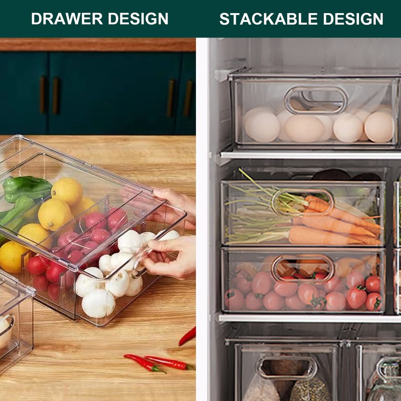 LALASTAR Refrigerator Organizer Bin with Pull-out Drawer, Large Fridge Organizer