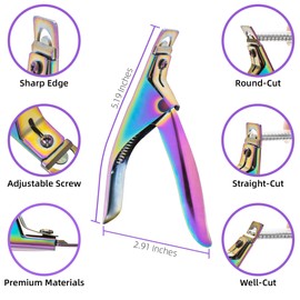 Yaya Acrylic False Nail Clipper with Magnets, Nail Tip Cutter with Length Measurement, 15Pcs Magnets (Rainbow)
