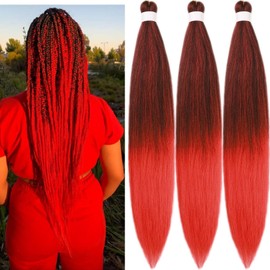 Red Braiding Hair Pre stretched Kanekalo Pre stretched Braiding Hair Box Braids Braiding Hair Extensions
