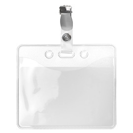 Karteo ID Card Holder with Metal Clip [Pack of 1] for 1 Card (86 x 54 mm) Horizontal as ID Holder Card Case for ID Cards in EC Format