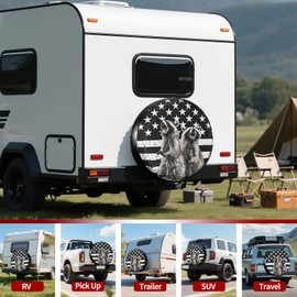 Funny Spare Tire Cover Raccoon American Flag Waterproof and Dustproof RV Spare Tire Cover for Trailers SUV Travel Truck Camper Wheel Cover 14 Inch