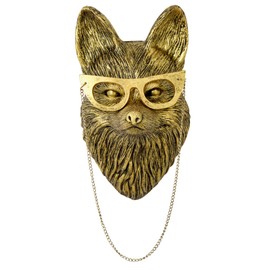 montresor Animal Head Wall Sculptures Decor 9.4 inchs Gold Fox Vintage 3D Wall Decor Art for Whimsigoth Gold Animal Heads for Wall Lightweight Material Accent Wall Hanging Room Decor for Maximalist