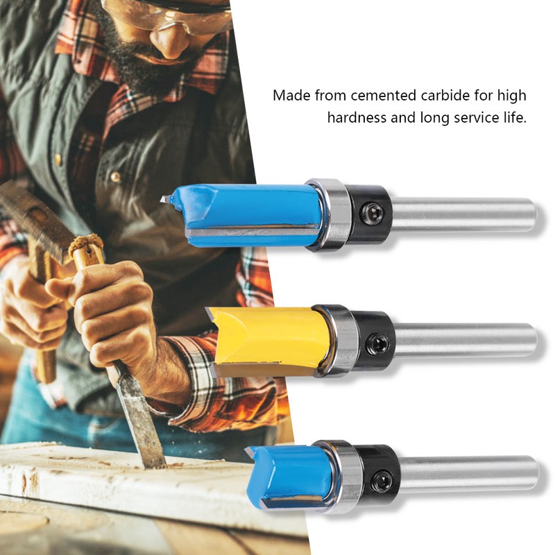 3pcs Woodworking Cutter Milling 1/4" Shank Edge Trimming Slotting Router