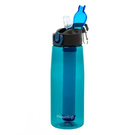 Portable Water Filter Bottle - Emergency Water Filtered Bottle with 2-Stage Integrated Filter Straw, Personal Water Filter for Hiking, Camping, Travel, and Emergency Preparedness