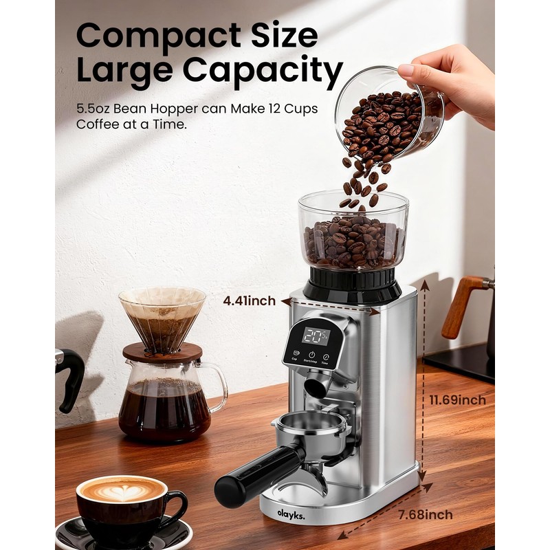 olayks. Conical Burr Coffee Grinder Electric Coffee Bean Grinder with