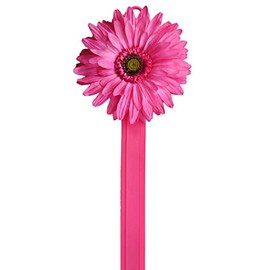Hanging Hair Clip and Hair Bow Holder with 7 Inch BLOOMING DAISY By Funny Girl Designs 3 FEET LONG (Solid Hot Pink)