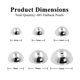 Mandala Crafts Half Pearls for Crafts - Silver Flatback Pearls for Nails Pearls Nail Art - Face Pearls for Makeup - Round Half Pearl Beads Silver Flat Back Pearls for Crafting