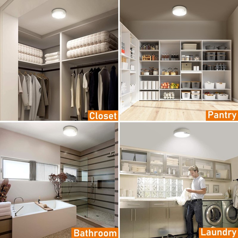 TOOWELL Motion Sensor Ceiling Light Battery Operated Indoor/Outdoor LED Ceiling