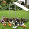 Large Metal Chicken Coop Run for 6/10 Chickens, Duck Coop/House,