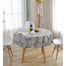 meioro Round Tablecloths Grey Retro Tablecloth Circle Table cloth Cotton Linen Table Cover Suitable for Indoor and Outdoor (Grey, Diameter 150cm)