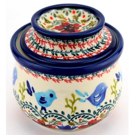 Polish Pottery French Butter Dish - Unikat Design - 4" Diameter - Keeps Butter Fresh & Spreadable - Artistic Stoneware by Zaklady Ceramiczne Boleslawiec