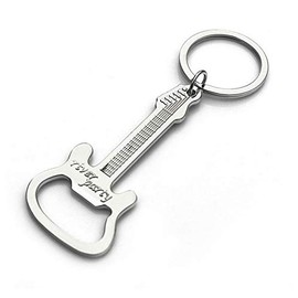 Générique Electric Guitar Style Steel Bottle Opener Keyring, Moyen, Stainless Steel