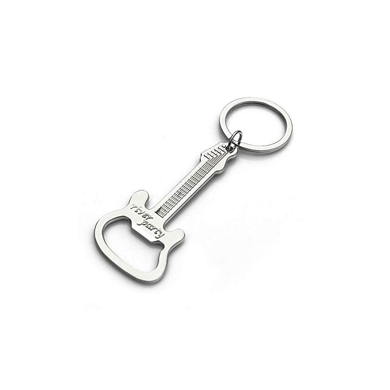 Générique Electric Guitar Style Steel Bottle Opener Keyring, Moyen, Stainless