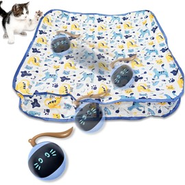 Oiuyamn Interactive Pet Toys Ball, Smart Pet Ball Fast Rolling in Pouch, Motion Activated Chirping Pet Toy, Hide and Seek Kitten Toy