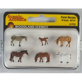 Woodland Scenics A2141 Farm Horse Stakes Figures Scale N 1:160 Farm Horses