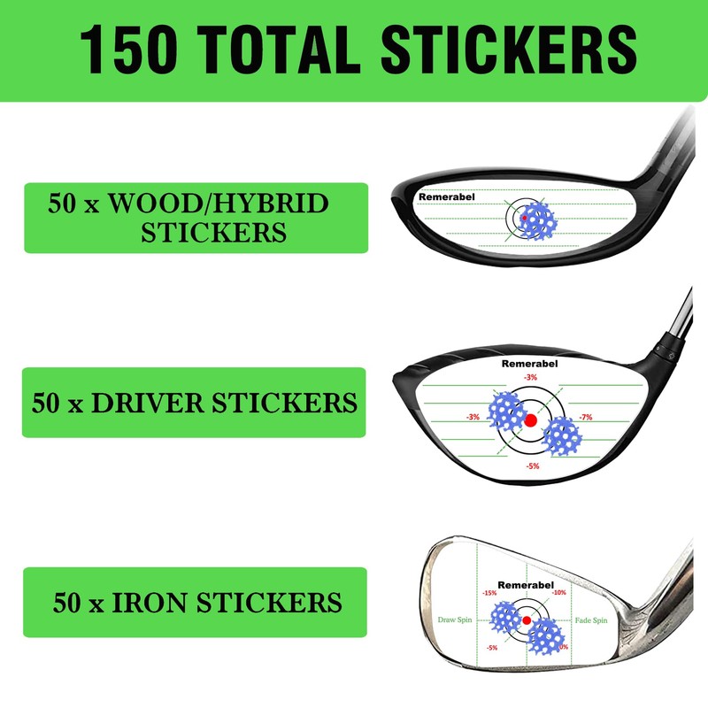 Golf Driver Blue Impact Tape Set Labels 150 pcs Self-Teaching
