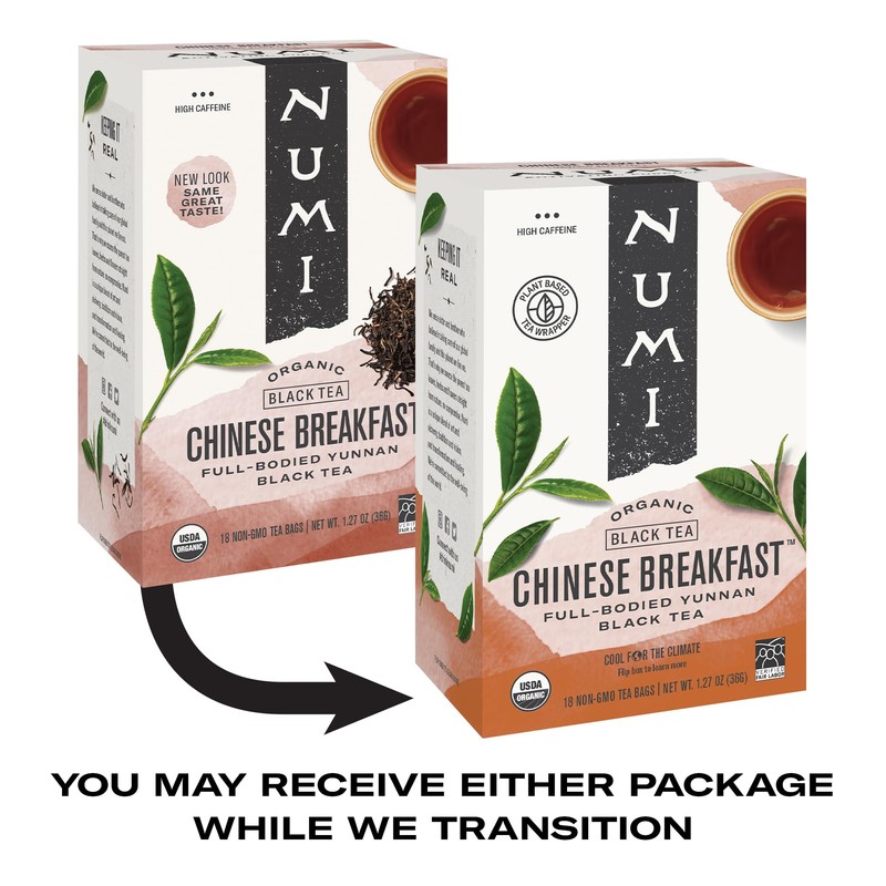 Numi Organic Chinese Breakfast Tea, 18 Tea Bags, Full Bodied