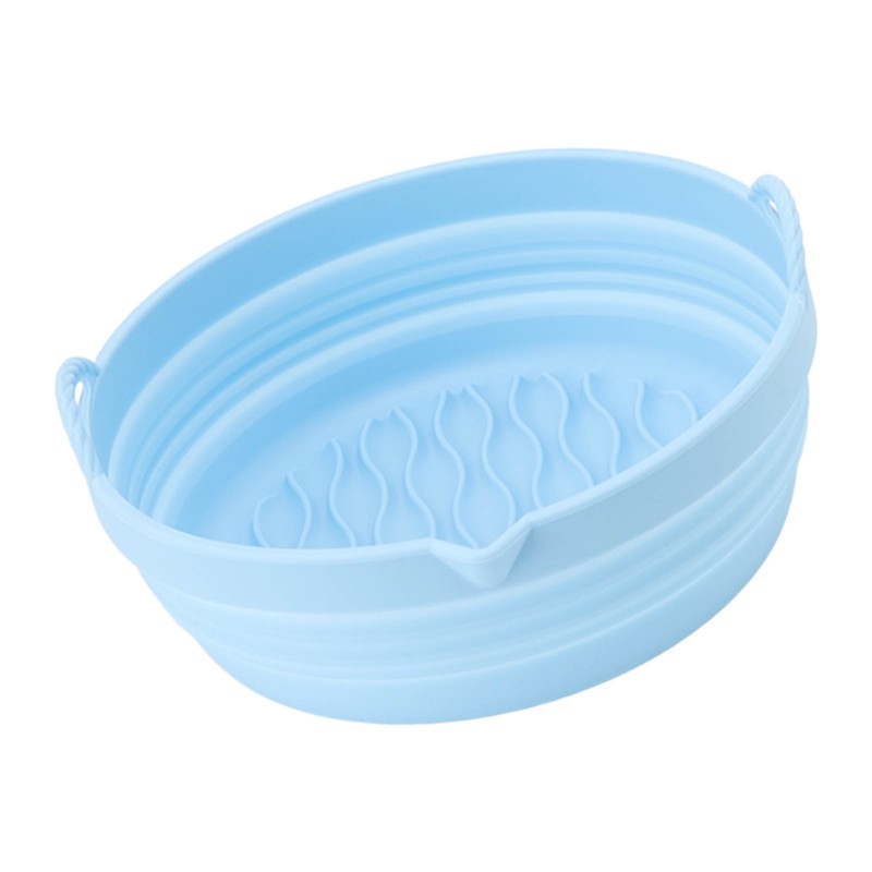 Silicone Air Cooker Pot Round Folded Blue Fryer Liner Tray