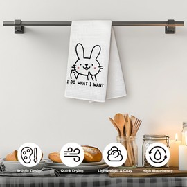 YLZlhb Funny Cartoon Rabbits Kitchen Towels, Funny Hand Towels for Bathroom, New Home Housewarming Gifts for Women, Inspirational Quotes I Do What I Want Decor Tea Towels Hand Towels 16x24 Inch