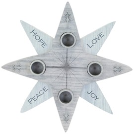 Star Advent Wreath - Hope, Peace, Faith, Joy, Advent Candle Holder Set with 4 Taper Candles, by Abbey & CA Gift