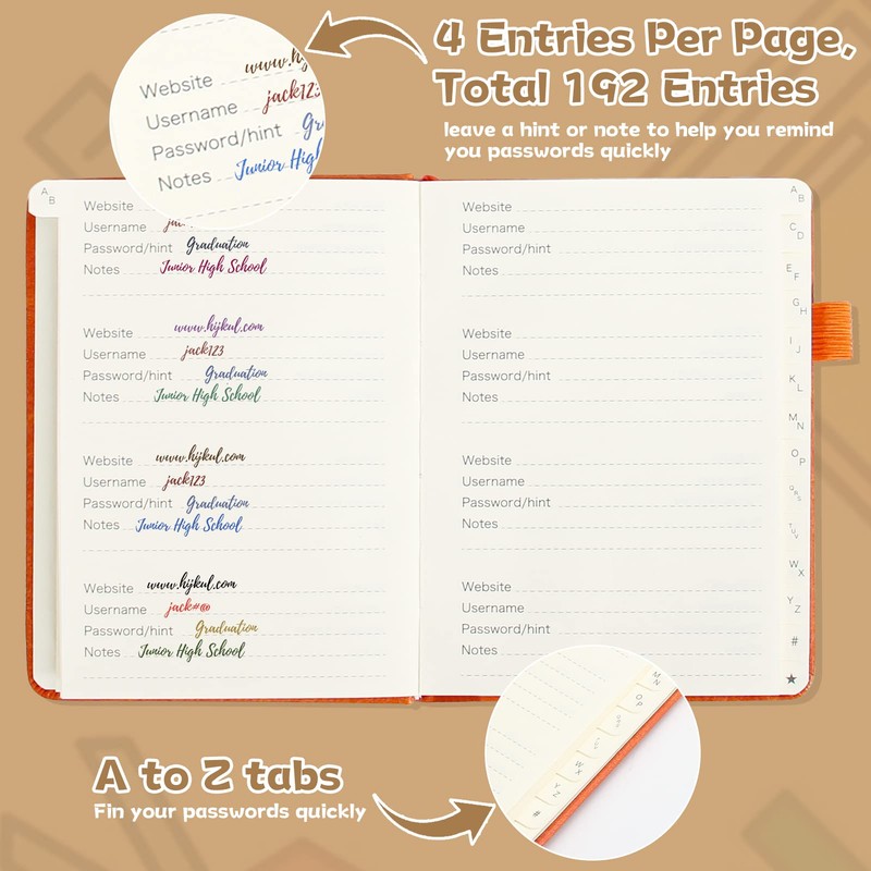 DAOFARY Password Book with Alphabetical Tabs - Small Password Keeper