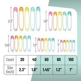 Mr. Pen Mr. Pen- Safety Pins Assorted, 300 Pack, 5 Different Sizes, Colorful, Assorted Safety Pins, Safety Pin, Small Safety Pins, Safety Pins Bulk, Large Safety Pins, Safety Pins for Clothes