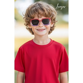 Laemzinv 2 Bulk Narrow Rectangle Kids Sunglasses for Little Girls Boys, Toddler Shades with Lightweight Frame, 100% UV400 Protection Sunnies for Children Age 3-8, Looks Cool! LA051 C2