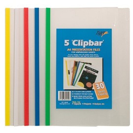 5 x A4 Clear Clip Bar Files Report Project Presentation Slide Binder Folders