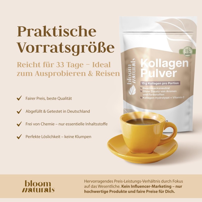Grass-Fed Collagen Powder 500 g - High Dose & Tasteless