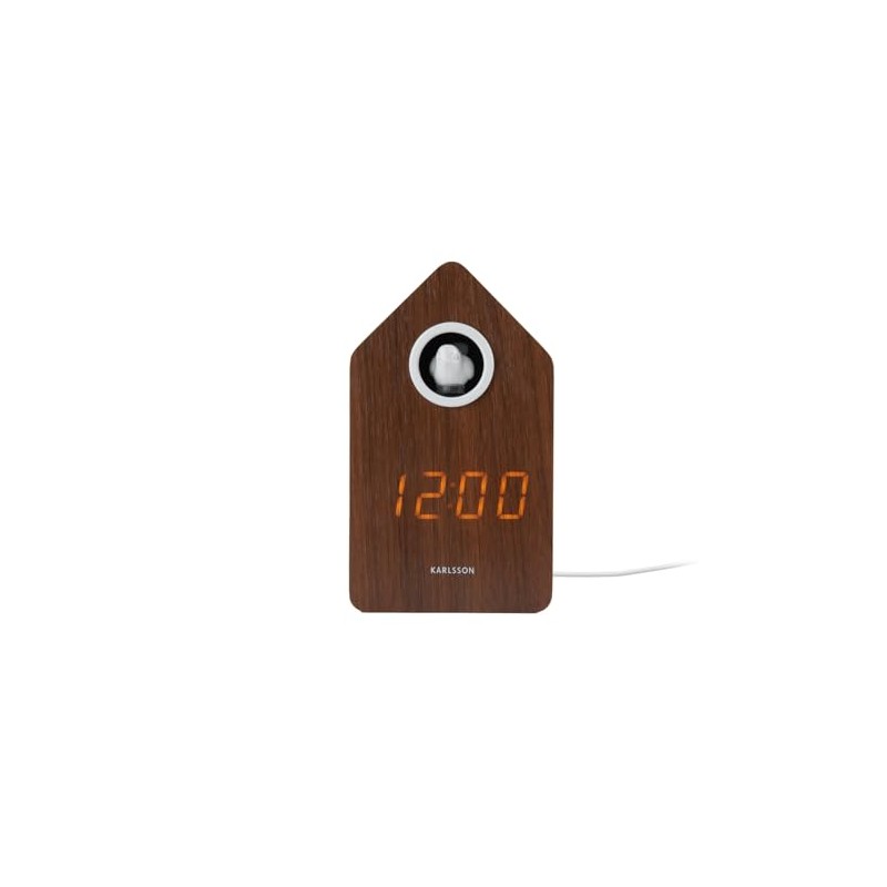 Karlsson Cuckoo 'Alarm' Clock LED - Dark Wood (KA6061DW)