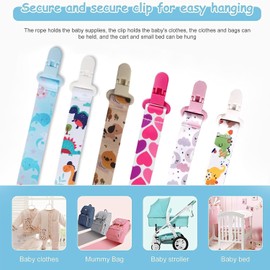 KAREN Clip Universal de Chupete para Niños y Niñas 6 pack, Tamaño Perfecto para Cualquier Chupón Con o Sin Anillo y Juguetes para Morder para Chupón, Mordedor, Babero y Juguetes, Regalo para Recién Nacidos en Baby Shower y Cumpleaños