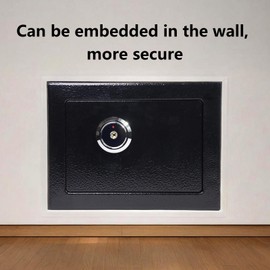 Mini Small Home Safe Box with Key Lock - Child Security Design for Cash, Coins, Valuables Storage - Portable Personal Security Lock Box (Black)