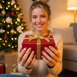 Christmas Nail Art Stickers, Snowflake Nail Decals Water Transfer Colorful Snowmen Reindeer Bell Merry Christmas Happy New Year Xmas Tree Winter Nail Tattoo Stickers (12 Sheets)