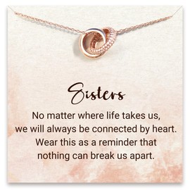 STORYJEWELLERY Sister Birthday Gifts, Necklace for Sister, Christmas Gifts for Sister, Sisters Gifts from Sister, Sister Necklaces, Rose Gold Double Circle Necklace for Women