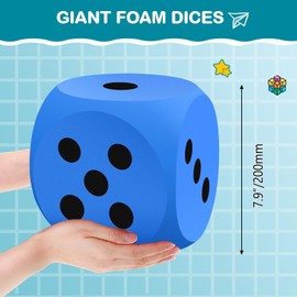 Shappy 7.9 Inches Foam Dice Fun Filled Large Educational Toy Kawaii Giant Dice Decorative EVA Foam Jumbo Big Square Building Blocks for Board Game Nights Learning Sessions(Blue)