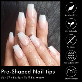 AddFavor Short Coffin Nail Tips, 300pcs Gel Nail Tips Coffin Short Fake Nails, Full Cover Clear Acrylic Nails Tips 12 Size for Nail Extensions, Press on Nails Making