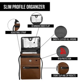 ili New York Organizer on a String - Crossbody Bags for Women - Genuine Leather Crossbody Bags for Women with RFID Blocking Protection