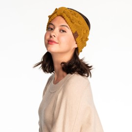 Winter CC Confetti - Diadema de punto grueso con forro polar cálido y mullido, Mezcla de mostaza Bobble hecha a mano de 2 capas, 1 Count (Pack of 1)