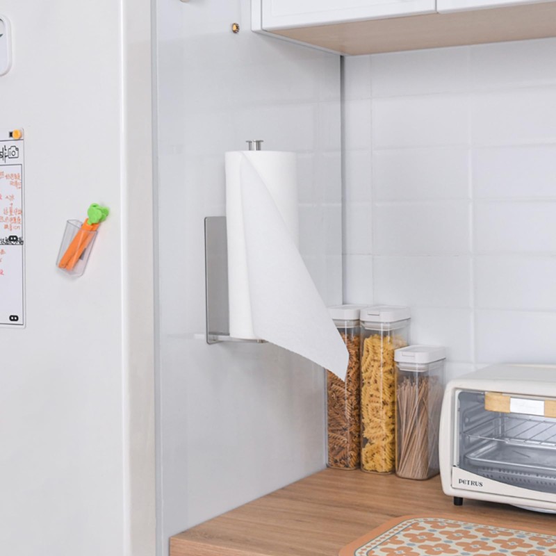 Wowfill Kitchen Paper Holder Magnet Stainless Steel Towel Bar Folding