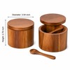 Acacia Wood Salt Cellar with 360° Swivel Magnetic Lid &