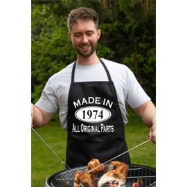 Print4U Made In 1975 50th Birthday BBQ Cooking Funny Novelty Apron Black