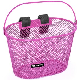 Mkuero Kids Bike Basket, Bicycle Basket for Boy and Girl, Waterproof Metal Wire Children's Bicycle Basket, Suitable for Most Children's Bicycles and Kids Tricycles