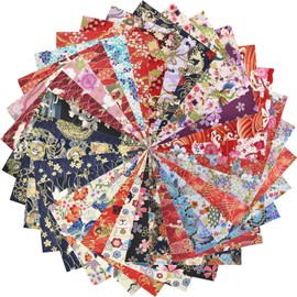 SHRJ 30Pcs 8"x 10" Fat Fabric Square Quilting Cotton Pre-Cut Bundles Japanese Style Floral Dragon Butterfly Common Carp Design for Patchwork DIY Sewing Craft Decorating Scrapbook