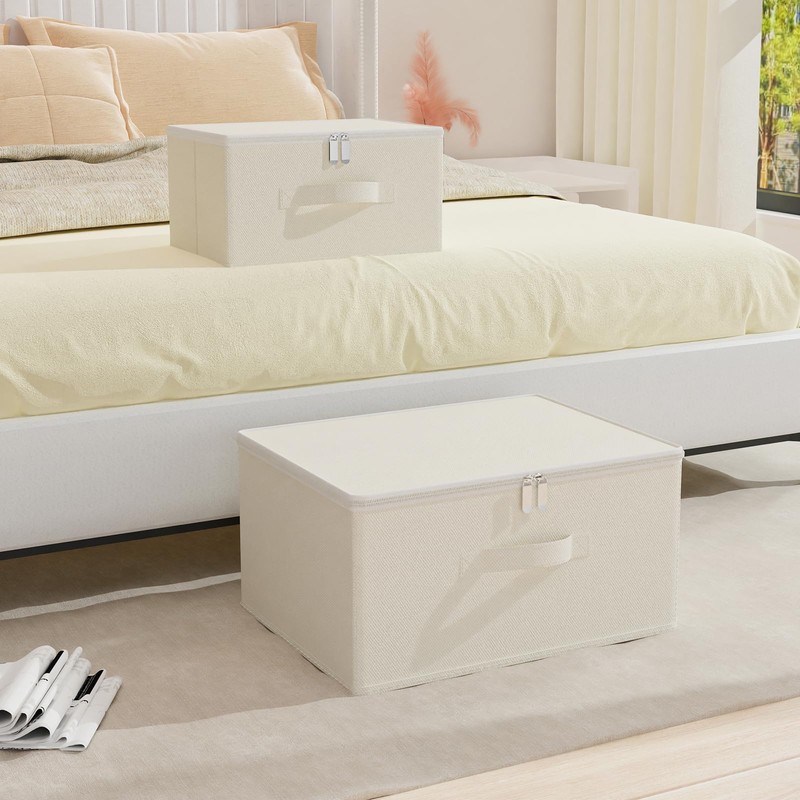 GUOHNHE Storage Bins with Zipper, Cube Organizer Basket with Lid,