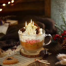 SiliFine Christmas Hot Cocoa Mug Candle Cute Dessert Chocolate Scented Cocoa Candle Mug Christmas Decoration Gift for Men Women Xmas Holiday Stocking Stuffers