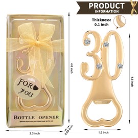30th Birthday Bottle Opener for 30th Birthday Party Favors 30th Wedding Anniversaries Souvenirs Favors Gifts Bottle Opener (24 Pack, Golden-30th)