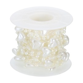 PATIKIL Heart Pearl String Beads Garland, 16.4 Ft Artificial Pearl Strands Spool for Christmas Tree Party DIY Craft Home Wedding Decorative, Beige