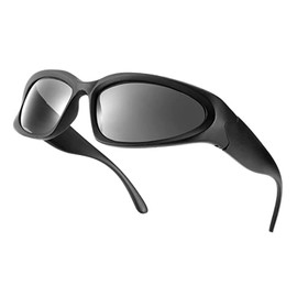 LASPOR - anteojos de sol deportivas envolventes para mujeres y hombres, anteojos de sol Y2K, Marco negro/lente gris, 148mm