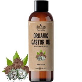 Castor Oil Organic Cold Pressed, Castor Oil for Hair Growth, Organic Castor Oil for Eyelashes, Beard, Nails & Castor Oil for Skin Care, 100% Pure Castor Oil Organic, Hexane Free Castor Oil 100ml