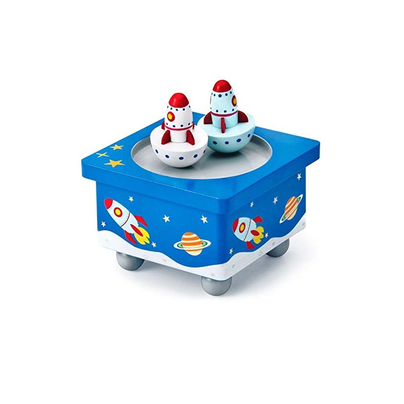 Mousehouse Gifts Rocket Wooden Music Box, Musical Toys, Early Development
